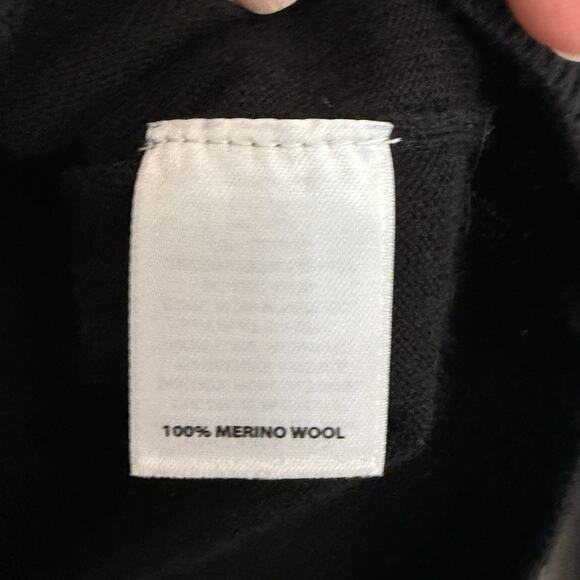 Merino Wool Cardigan Women - Black with Floral Embroidery Halogen SZ Med - Picture 6 of 10